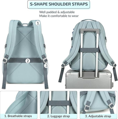 Lohol Water Resistant Daypack with Mulitiple Pockets for School Travel Outdoor College, 15.6 inch Laptop Backpack for Men and Women (Grey Blue