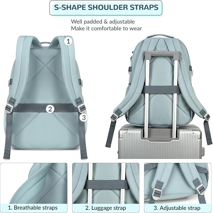 Lohol Water Resistant Backpack with Mulitiple Pockets for Travel Outdoor College, 15.6 inch Laptop Bookbag for Girl and Women (Purple