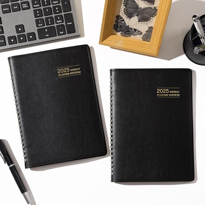 2025 Planner - 3-Layer Down Weekly & Monthly Planner Notepad, 8.5'' x 6.4''(A5 Size), JAN 2025 - DEC 2025, Appointment Book, 60 Minutes Intervals, Monthly Tab, Spiral Bound, Back Pocket, Julian Date