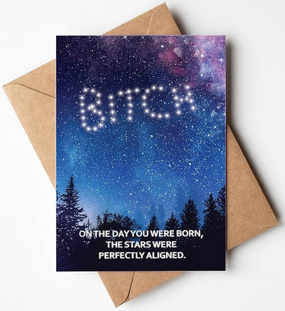 Gelid On The Day You Were Born, The Stars Were Perfectly Aligned - Funny Happy Birthday Cards for Women Her Sister - Humorous Thinking of You Gift Idea Best Friend - Bday Card for Bestie Girlfriend
