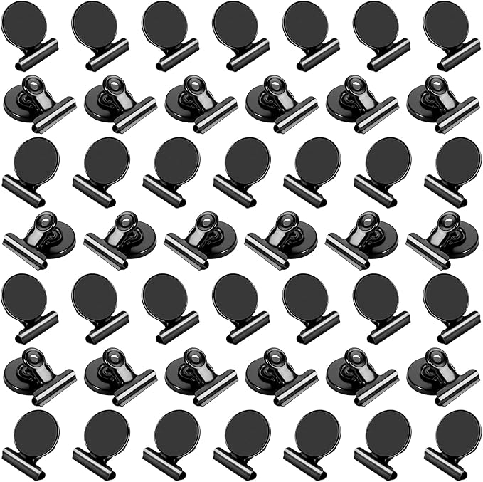 VNDUEEY 50 Pack Black Magnetic Clips Fridge Magnets with Clips, Refrigerator Magnets Clips, Magnet Clips for Whiteboard on Home& Office
