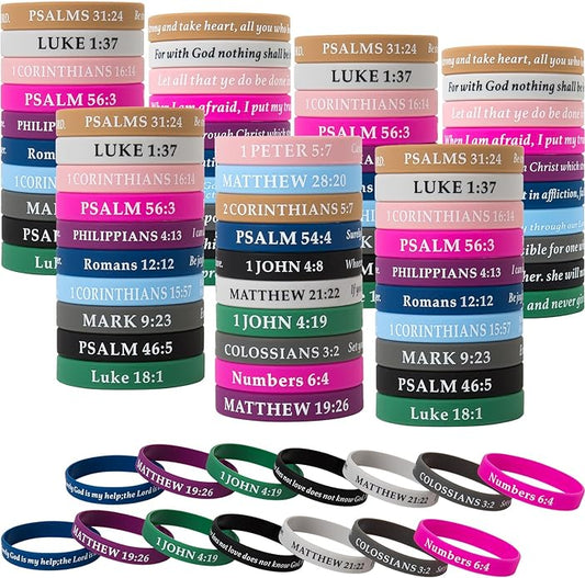 QEERBSIN Bible Verses Bracelets Motivational Christian Rubber Bracelets Faith Hope Wristbands Bracelets for Men Women Teens