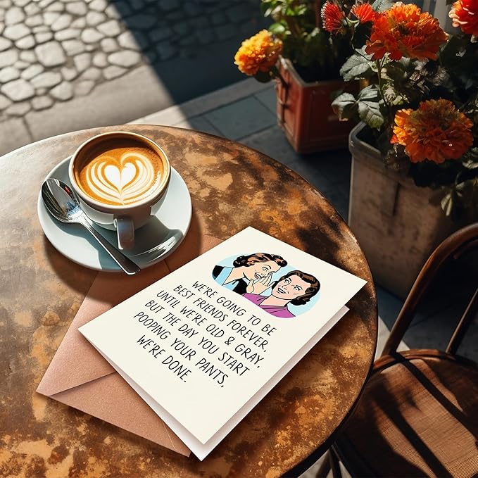 Funny Birthday Card for Sister, Best Friend, Humorous Friendship Cards for Her, Funny Poopy Pants Friend Card for Bestie, Birthday Gifts for Sister