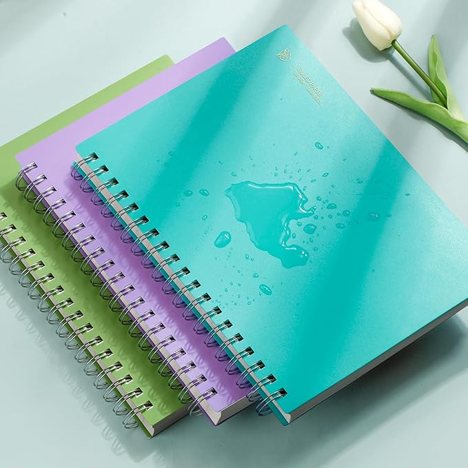 EMSHOI B5 Spiral Notebook College Ruled Lined Journal, Large 7.48" X 10.15", 300 Pages/150 Sheets, 100gsm Thick Paper, Waterproof Hardcover, for Office School Women Men Work Writing Notes-LightBlue