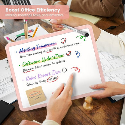 Small Double-Sided White Board Dry Erase Board For Wall, 14"x11" Hanging Whiteboard for Door, Mini Dry Erase Board with a black dry erase marker, Small Whiteboard for Kids Students, Back To School, Pk