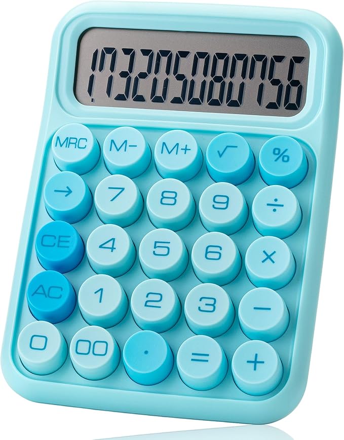 Mr. Pen- Mechanical Switch Calculator, 12 Digits, Large LCD Display, Blue Calculator Big Buttons, Mechanical Calculator, Calculators Desktop Calculator, Cute Calculator, Aesthetic Calculator Blue
