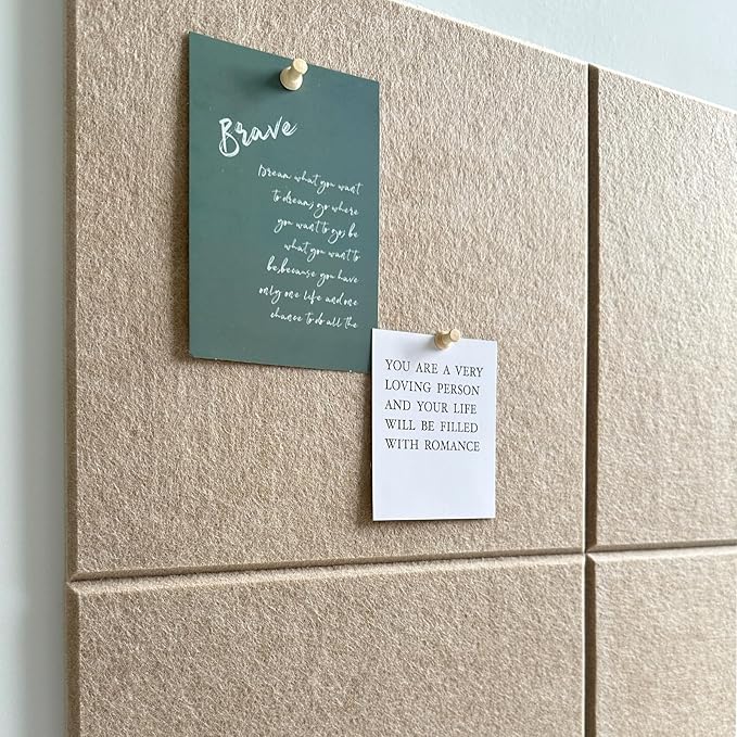 Large Cork Board for Office Wall Decor,48"x36"-12 Pack Felt Wall Tiles with 35 Push Pins, Thicker 0.47in, Felt Bulletin Board Pin Board Cork Boards for Walls - Tan