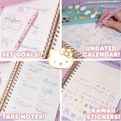 Hello Kitty And Friends Agenda, 70 Pages, Hardcover Planner, Hello Kitty & Kuromi Stickers, Sanrio Stuff, Cute School Supplies, Cute Stationery, Hello Kitty School Supplies, Sanrio Accessories