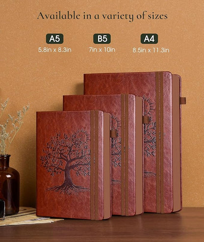 Vintage Leather Journal with 300 Numbered Pages,B5 Lined Journal for Men Women,Daily Journals for Writing,College Ruled Notebook for Work,School,Note taking,Travel Diary,Large (7" x 10")