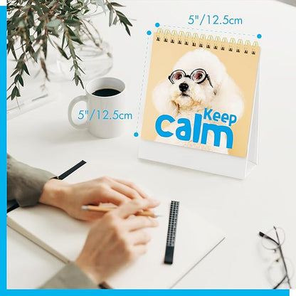 40 Pages Funny Desk Sign, 34 Different Fun and Flip-Over Messages plus 6 Erasable Blank Pages, Funny Desktop Flip Book for Office Gifts Desk Accessories (Dog Design)