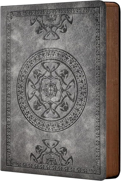 CAGIE Leather Vintage Journal for Men Soft Cover Lined Pages Notebook 180 Lay Flat for Writing Travel Diary, 5.7'' x 8.3'', Grey