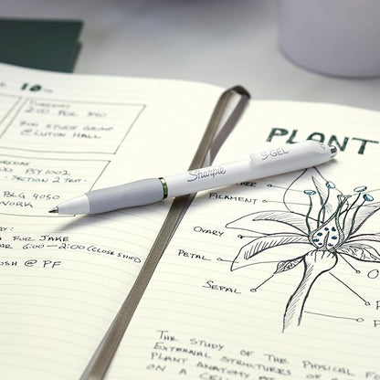 Sharpie S-Gel Pens, Fashion Barrel Gel Pens, Pearl White Body, Medium (0.7mm) Point, Bold Ink Colors, 8 Count