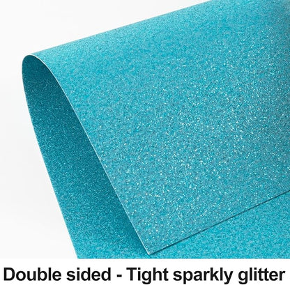 Blue Glitter Cardstock 8.5x11 Double-Sided 24 Sheets, Goefun Light Blue No-Shed Glitter Paper 280GSM/100lb Heavy Card Stock for Gift Wrapping, Birthday, Anniversary, Holiday, Greeting Cards