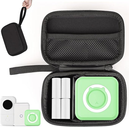 QYCHHJ Mini Printer Carrying Case for Phomemo T02/Memoking/HUIJUTCHEN Mini Sticker Printer, Portable Hard Travel Case for Label Maker, Thermal Printer Paper, Small