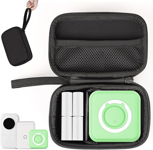QYCHHJ Mini Printer Carrying Case for Phomemo T02/Memoking/HUIJUTCHEN Mini Sticker Printer, Portable Hard Travel Case for Label Maker, Thermal Printer Paper, Small