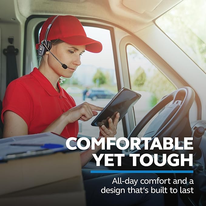 BlueParrott B250-XTS Mono Wireless Trucker Bluetooth Headset – Use On The Go, Ideal for High-Noise Environments, 91% Noise Cancellation - Includes USB-C Charging Cable, Black