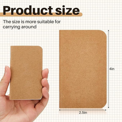 Outus 15 Pcs Mini Pocket Notebook 2.5" x 4" Small Journal Kraft Paper Notepads Bulk Softcover Pocket Notepad Memo Diary Subject Notebooks for Traveler Worker(Brown,Blank Style)