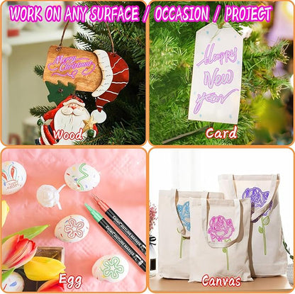 Caliart Easter Basket Stuffers, 12-Color Shimmer Double-Line Drawing Doodle Outline Markers, Teen Girl Gifts Trendy Stuff, Glitter Pens Set Classroom Art Supplies for 4-6-8-10-12 Year Old