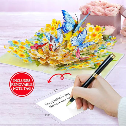 D4DREAM 3D Floral Butterfly Card for Women - Mothers Day Butterfly Flowers Pop Up Greeting Card Thinking of You Cards Sympathy Memorial Birthday Gifts for Grandma Mom Wife