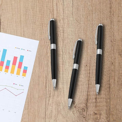 Cambond Black Pens Ballpoint Pens - Nice Pens Office Pens for Gift Business Men Police Flight Attendants Retractable Smooth Writing 1.0 mm Medium Point, 3 Pens with 3 Extra Refills (Black)