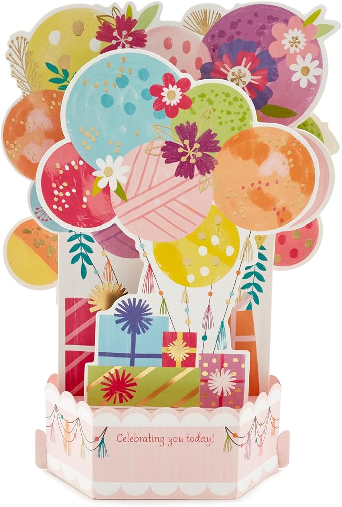 Hallmark Paper Wonder Musical Pop Up Birthday Card (Mylar Balloon Explosion, Plays Happy Birthday)