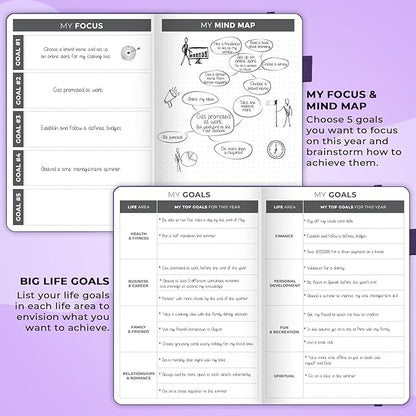 Clever Fox Dated Planner 2025-2026 – Weekly Life Planner Notebook for Goal Setting & Time Management – Planner with Habits Tracker, to-do List & Dated Pages – A5, Lasts 1 Year (Purple)
