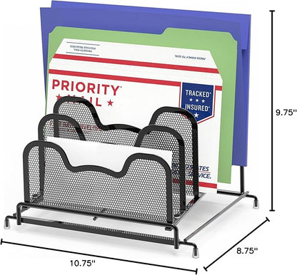 Simple Houseware Desk 5 Sections Step File Sorter Organizer, Black