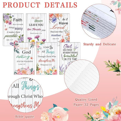 Colarr 24 Pcs Christian Bulk Gifts for Women Men Bible Verse Pens and Notebooks Religious Easter Gifts Scripture Ballpoint Pens Journals Sunday School Church Inspirational Study Supplies(Floral)