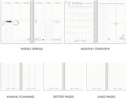 Doodle Academic Planner 2024-2025 | July 2024 - August 2025 | Weekly & Monthly Planner | Space for Creativity & Coloring | Planner stickers included | 120gsm paper