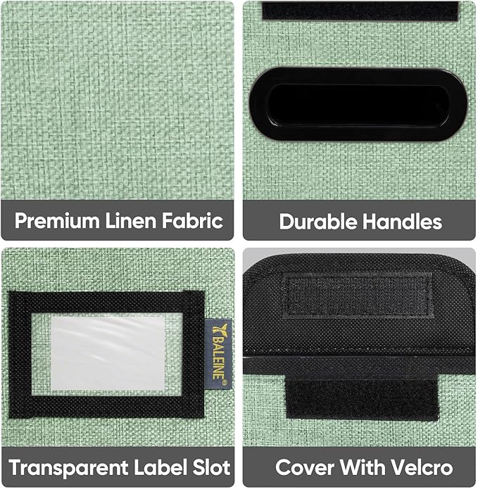 BALEINE File Organizer Box with Lid, Collapsible File Folder Organizer with Plastic Slide, Hanging File Folder Box for Office Document Storage (2 Pack, Green, S)