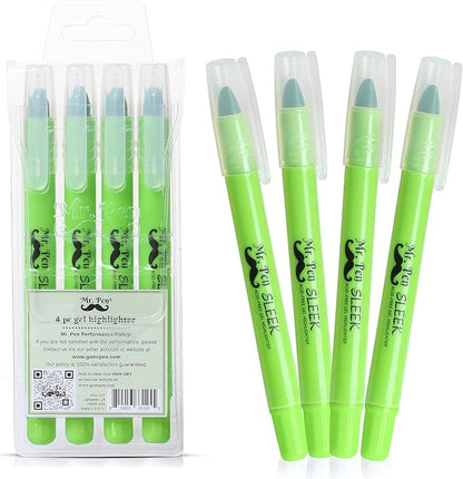 Mr. Pen No Bleed Gel Highlighter, Bible Highlighters, Green, Pack of 4
