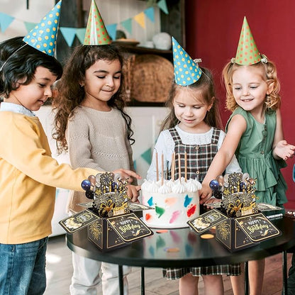 Surprise Pop Up Happy Birthday Cards, Lovely 3D Birthday Card for Adults and Kids with Envelopes, Unique Design Handmade Foldable Greeting Cards for Daughter, Son, Mom, Dad, Friend（Black）