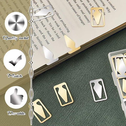 Book Line Markers 100 Count Tin Mixed Metals Bookmarkers Book Page Markers Arrow Bookmarks Gold Silver Book Marker Clip for Reading Teachers Students Book Lovers Men School Work