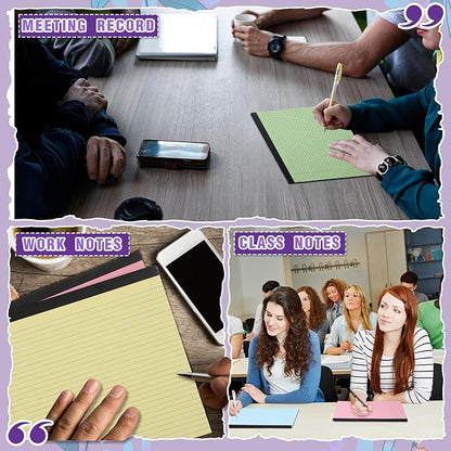 Lincia 6 Pcs 11" x 9.5" Legal Pads College Ruled Notepad Landscape Notebook Horizontal Lined Notebook 80 Gsm Assorted Colors Paper Pastel Writing Pads for School Office, 40 Sheet (Bright Color)