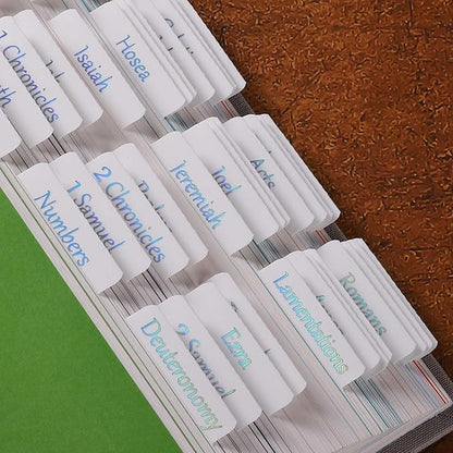 Thinkor Reposition Laminated Holographic Bible Tabs, Large Print Stickers, Easy to Read and Apply Bible Tabs for Women and Man(Holographic White)