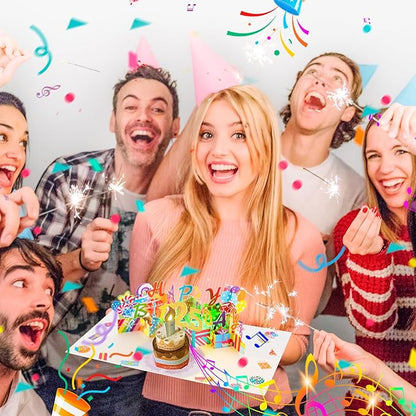 Gumry 25TH Musical Birthday PopUp Card, Blowable Colorful Light Candle 3D Cards with Song, Applause Cheers Sound, Greeting Cards Birthday Gifts Decorations for Women Men Turning 25 Years Old