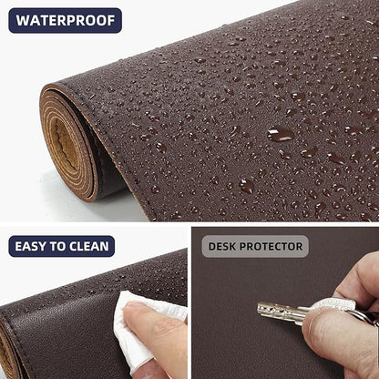 Desk Mat,Leather Desk mat,Double-Sided Desk Pad,Desk matt for Desktop,Large Mouse Pad,Office Desk mat,Waterproof Desk Blotter pad for Office&Home(Coffee 23.6in*13in)