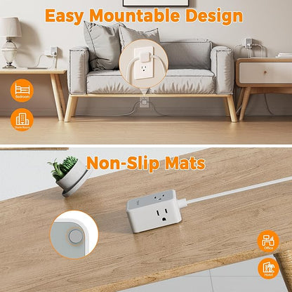 TESSAN Twin Extension Cord 12 FT, Double Ended Flat Plug Surge Protector Power Strip, 3 Non Blocking Outlets 6 Feet Power Splitter Each Side, Dual Split Outlet Extension for Home Office Dorm Room