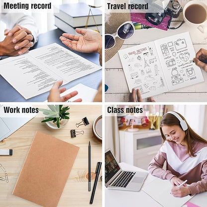 EOOUT 80pcs Kraft Notebooks for Kids, Blank Journals Bulk, Sketch Books, 60 Pages Composition Notebook, 80gsm, 8.3x5.5 Inches, Travel Journal Set, for Travelers, Students and Office Supplies