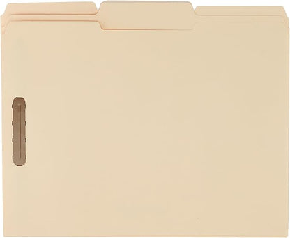 Amazon Basics Manila File Folders with Fasteners, Letter Size, 100-Pack, Light Brown