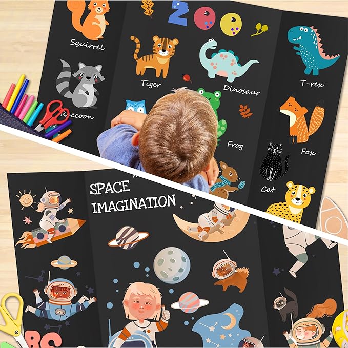 Chell 36" x 48" Trifold Poster Board, 2 Pack, Black Corrugated Project Boards for Science Fair, School Projects, Event Displays and Business Presentations