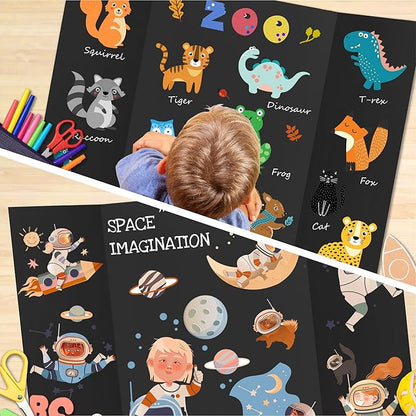 Chell 36" x 48" Trifold Poster Board, 2 Pack, Black Corrugated Project Boards for Science Fair, School Projects, Event Displays and Business Presentations