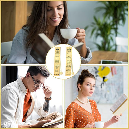 5 Pcs Christian Gifts for Women Metal Religious Bible Verse Bookmark Gifts for Friend Inspirational Christian Bookmarks with Church Cross Chain Scripture Bookmarks for Men Bulk Gift (Gold)