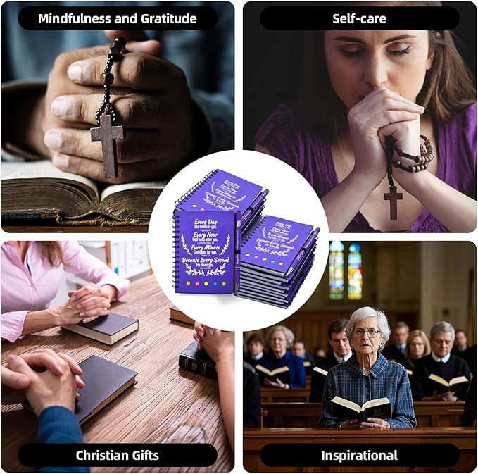 60 Pcs Bulk Christian Gifts Prayer Journal for Woman - 30 Set Religious Notepad with Christian Pen - Bible Notebook - Church Gifts for Mother's Day, Bible Study, and Family Devotions ( Elegant )