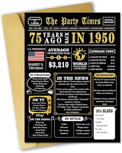 Jumbo 75th Birthday Gifts for Women Men, Big 75th Birthday Card Dad Mom, Funny 75 Year Old Bday Decorations for Grandpa Grandma, Gifts for 75 Year Old Men Women