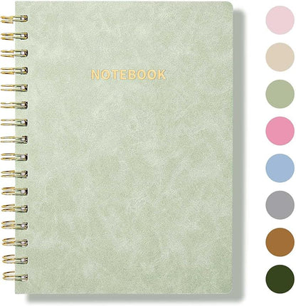 Spiral Notebook College Ruled Soft Cover Suede Aesthetic Note book 160pages 8.5" x 6.34" For Work Note taking,Journals For Writing School Office With Double-Sided Pocket,100GSM Thick Paper