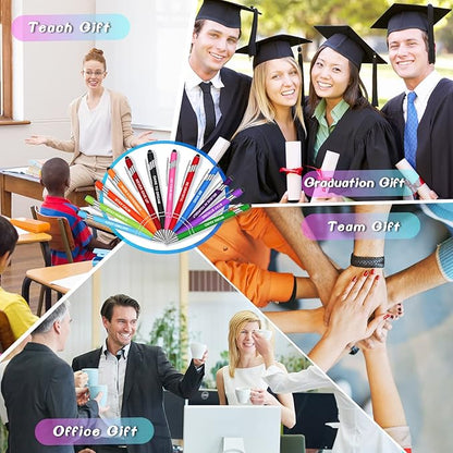 Zonon 12 Pieces Inspirational Pens Bulk Easter Basket Stuffers Motivational Quotes Ballpoint Pens with Stylus Tip Inspirational Gifts for School Office Teachers(Bright Colors,Bible Style)