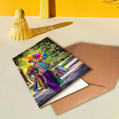 Funny Birthday Card for Old Women, 60th-90th Birthday Greeting Card, Modern Style, 5x7 inches, Blank Inside, Envelope Included
