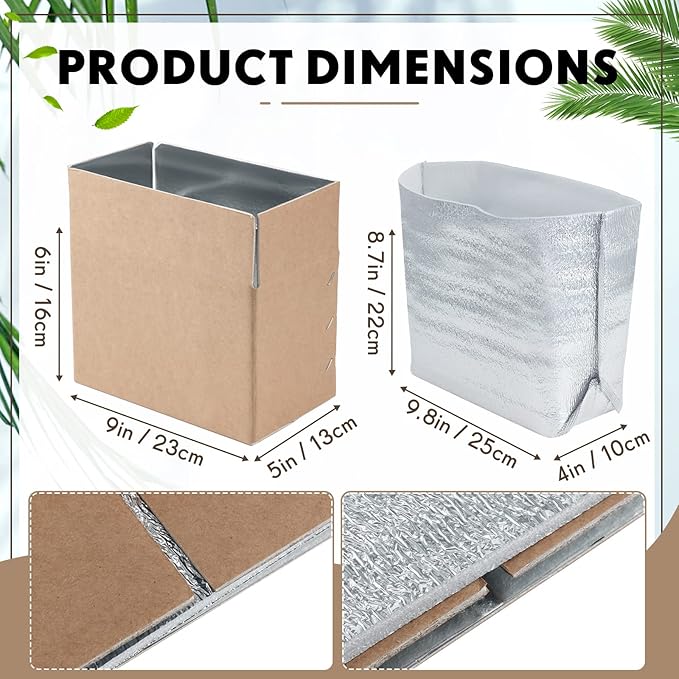 Nuanchu 10 Pieces Double Insulated Mailing Boxes with Aluminum Foil Insulated Bag Liner Cooler Small Mailing Box for Mailing Frozen Food Cold Mailing Boxes for Mailing Packing Moving, 9" x 5" x 6"