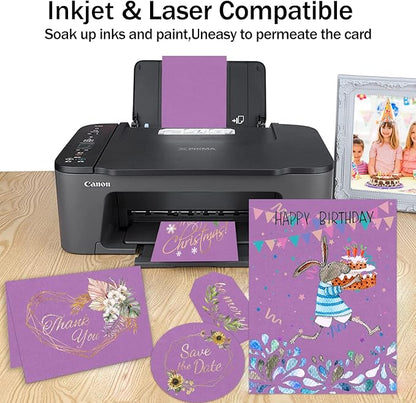 Purple Cardstock 8.5 x 11 80lb Card Stock For Printer, Goefun 24 Sheets Purple Construction Paper for Wedding Invitations, DIY Cards, Menus, Crafts